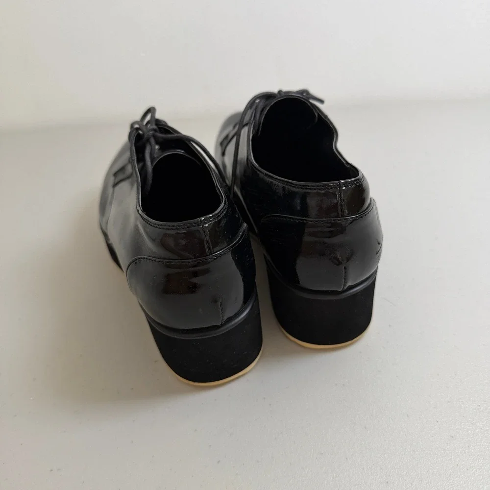 Vincis Bench VTG Black Patent Leather Platform Oxfords‎ Grunge Shoes 23.5 6.5 7